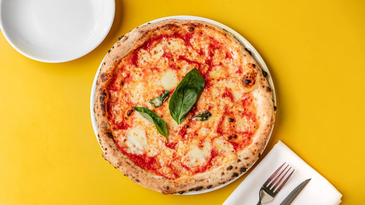 A Margherita fresh from the oven